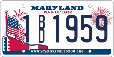 MD license plate 1BD1959