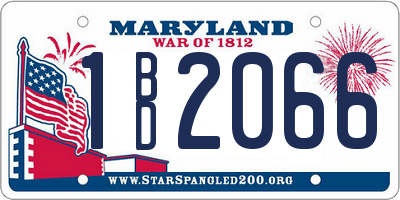MD license plate 1BD2066