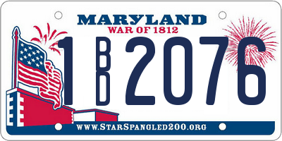 MD license plate 1BD2076
