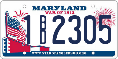 MD license plate 1BD2305
