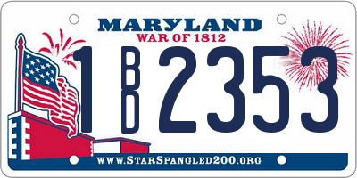 MD license plate 1BD2353