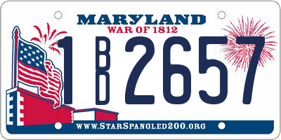 MD license plate 1BD2657