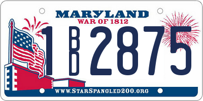 MD license plate 1BD2875