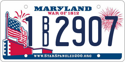MD license plate 1BD2907