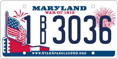 MD license plate 1BD3036