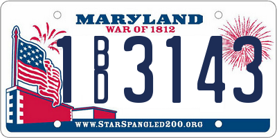 MD license plate 1BD3143