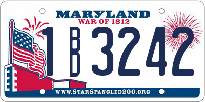 MD license plate 1BD3242