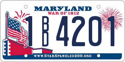 MD license plate 1BD4201