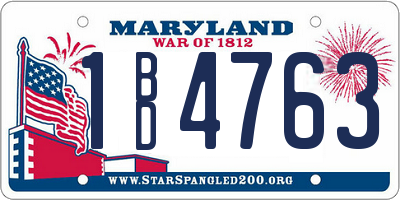 MD license plate 1BD4763