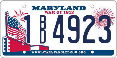 MD license plate 1BD4923