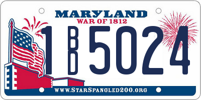 MD license plate 1BD5024