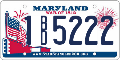 MD license plate 1BD5222