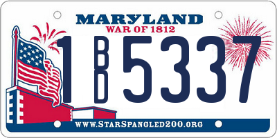 MD license plate 1BD5337