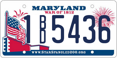 MD license plate 1BD5436