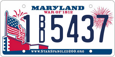 MD license plate 1BD5437