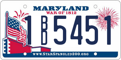 MD license plate 1BD5451