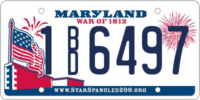 MD license plate 1BD6497
