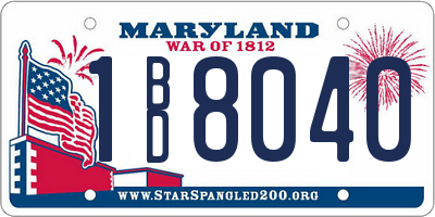MD license plate 1BD8040