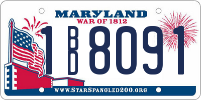 MD license plate 1BD8091