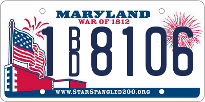 MD license plate 1BD8106