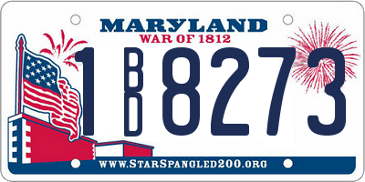MD license plate 1BD8273