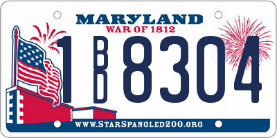 MD license plate 1BD8304