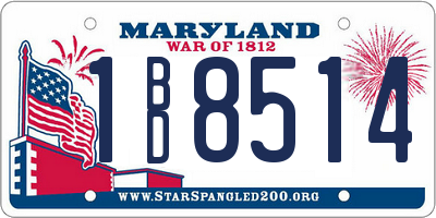MD license plate 1BD8514
