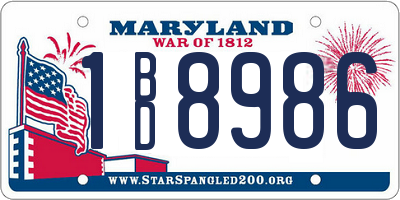 MD license plate 1BD8986