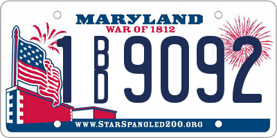 MD license plate 1BD9092