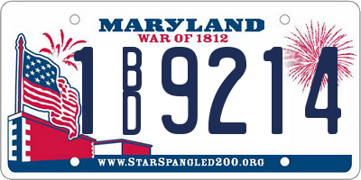 MD license plate 1BD9214