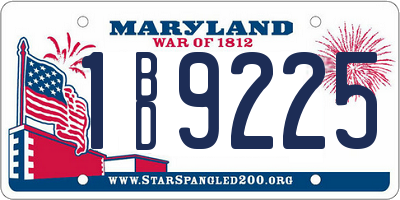MD license plate 1BD9225