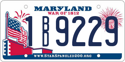 MD license plate 1BD9229