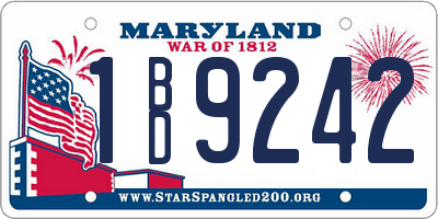 MD license plate 1BD9242