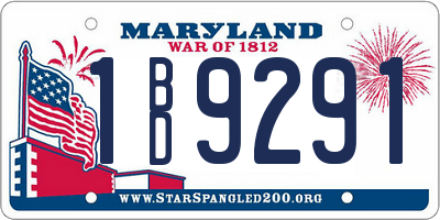 MD license plate 1BD9291