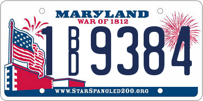 MD license plate 1BD9384