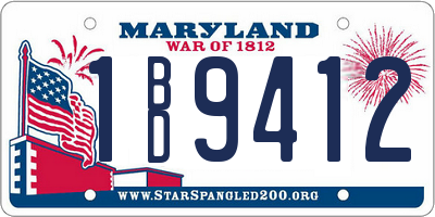 MD license plate 1BD9412