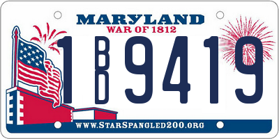 MD license plate 1BD9419