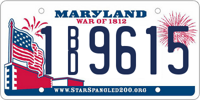 MD license plate 1BD9615