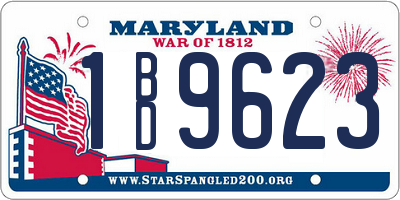 MD license plate 1BD9623