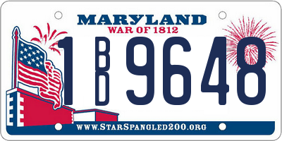 MD license plate 1BD9648