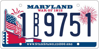 MD license plate 1BD9751