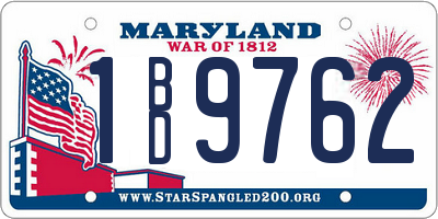 MD license plate 1BD9762