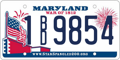 MD license plate 1BD9854