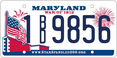 MD license plate 1BD9856