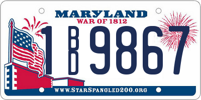 MD license plate 1BD9867