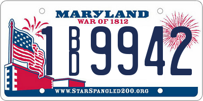 MD license plate 1BD9942