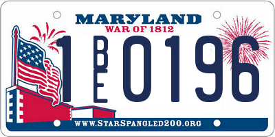 MD license plate 1BE0196