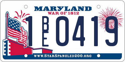 MD license plate 1BE0419