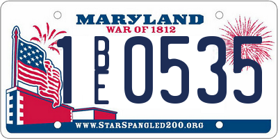 MD license plate 1BE0535