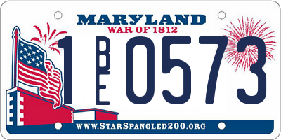 MD license plate 1BE0573